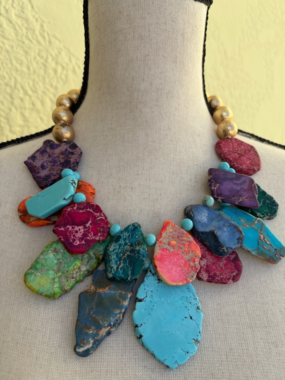 Chico's Multicolor Turquoise and Gemstone Slice Necklace